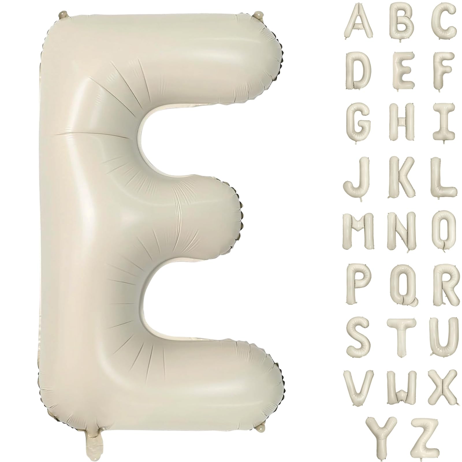 40 Inch Cream White Letter Balloons Large Letter E Balloon Beige Foil Helium Alphabet Balloons Birthday Party Baby Shower Graduation Ceremony Decoration (Cream White Letter E)