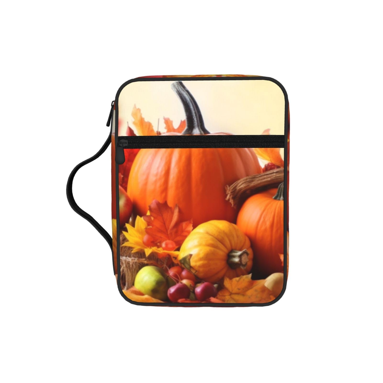 Autumn Leaves Happy Thanksgiving Day Pumpkin Bible Cover Case Waterproof Bible Bag With Handle Organizer Storage Book Cover For Bible Study