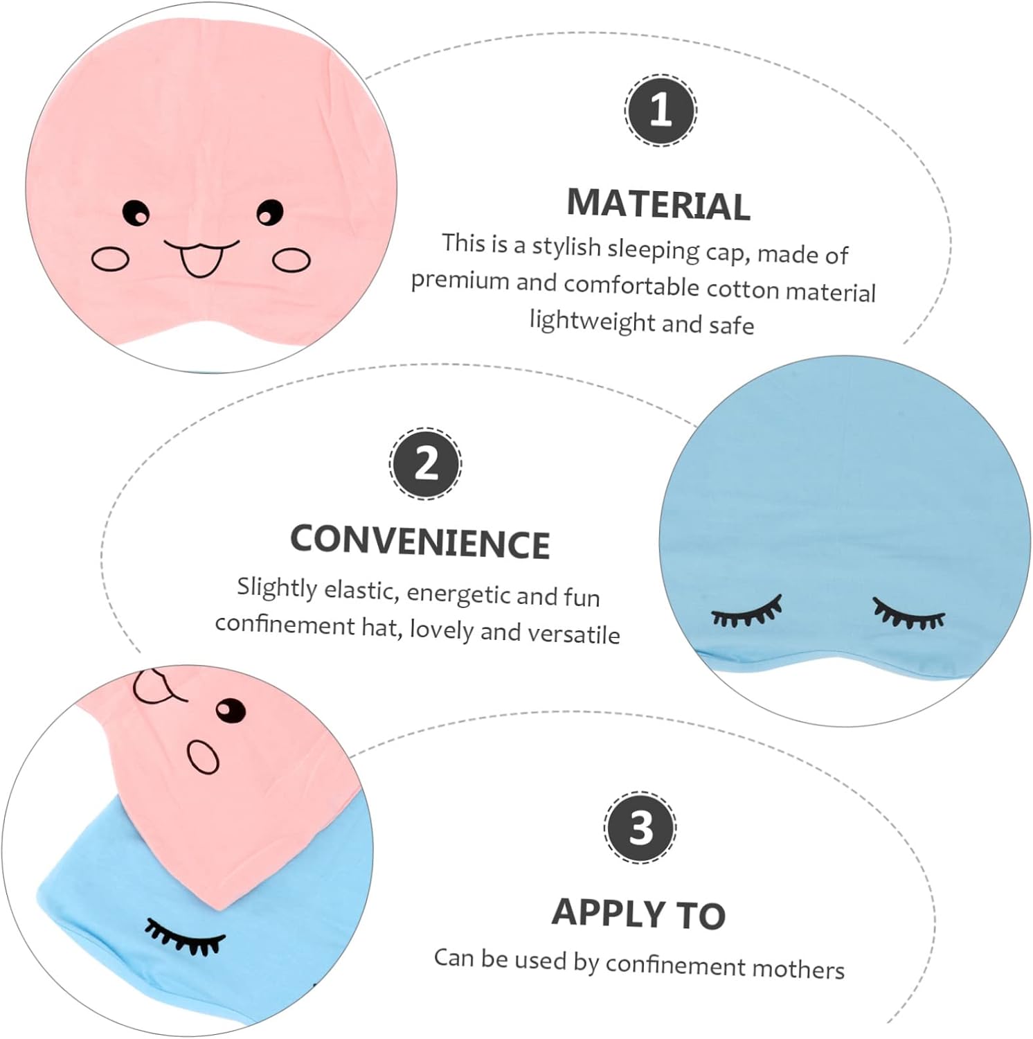 Veemoon 2pcs Summer Maternity Caps Breathable Confinement Hats for Postpartum Use Lightweight Sleeping Headwear for Pregnant Women Random Styles