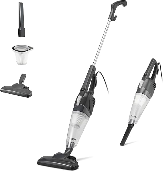 Amazon Basics Scopa Elettrica con Filo, Multifunzione 2-in-1, Motore ECO, Filtro Sostituibile, Ultra Leggera, Nero