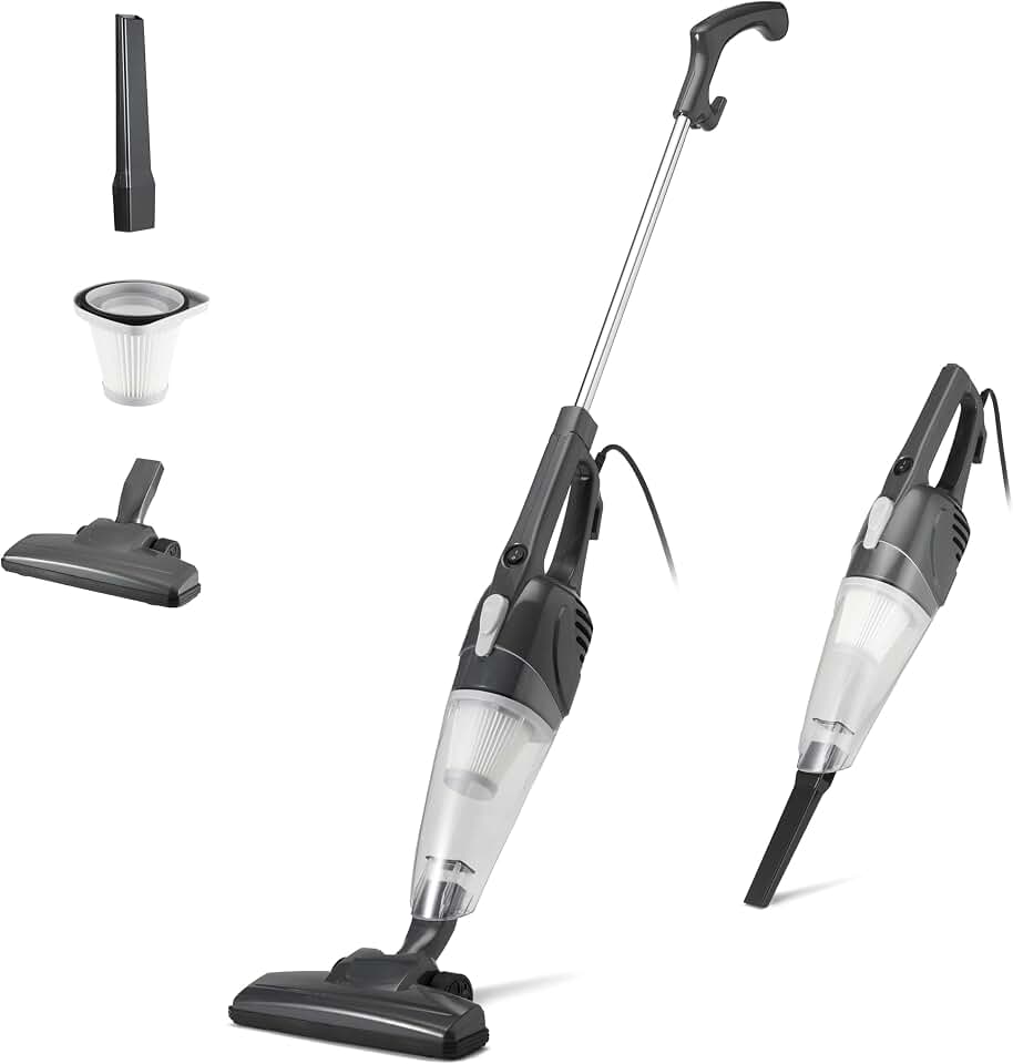 Amazon Basics Aspirador de barra, dispositivo 2 en 1 con cable, motor ECO, filtro Reemplazable, bajo peso, Negro