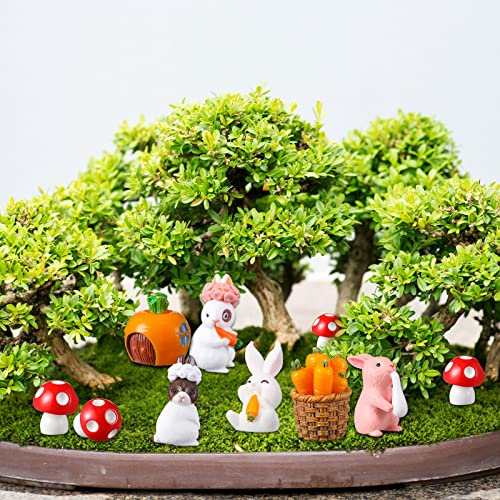 35 Pieces Easter Bunny Figurines Cupcake Toppers Decorative Mini Rabbit Cake Decorations Cute Small Animal Fairy Tale Garden Miniature Bunny Toys Ornaments Set, Birthday Party Room Present Craft Decor #TOP6