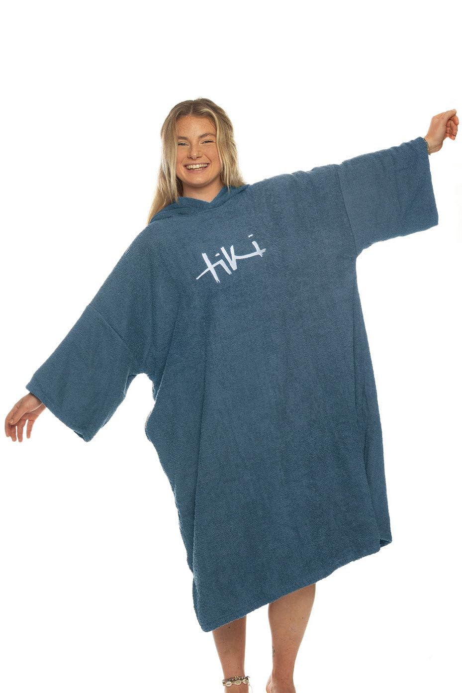 Tiki Adult Hooded Towel Changing Robe, Cotton Towelling Surf Poncho for Beach, Swimming, Surfing and Outdoor Changing
