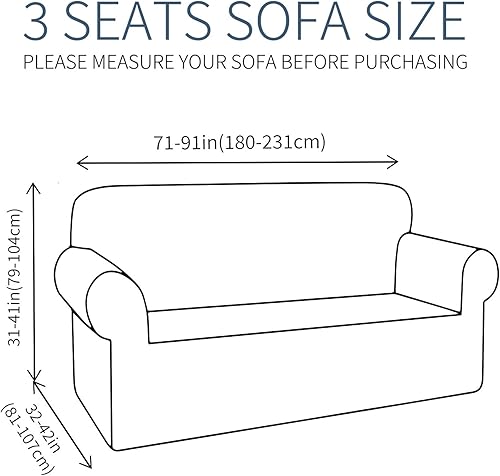 Miniatura 4 de JIVINER - Fundas de sofá de alta elasticidad para sillón de 3 plazas, fundas de sofá elásticas de jacquard de 1 pieza, fundas para sofá