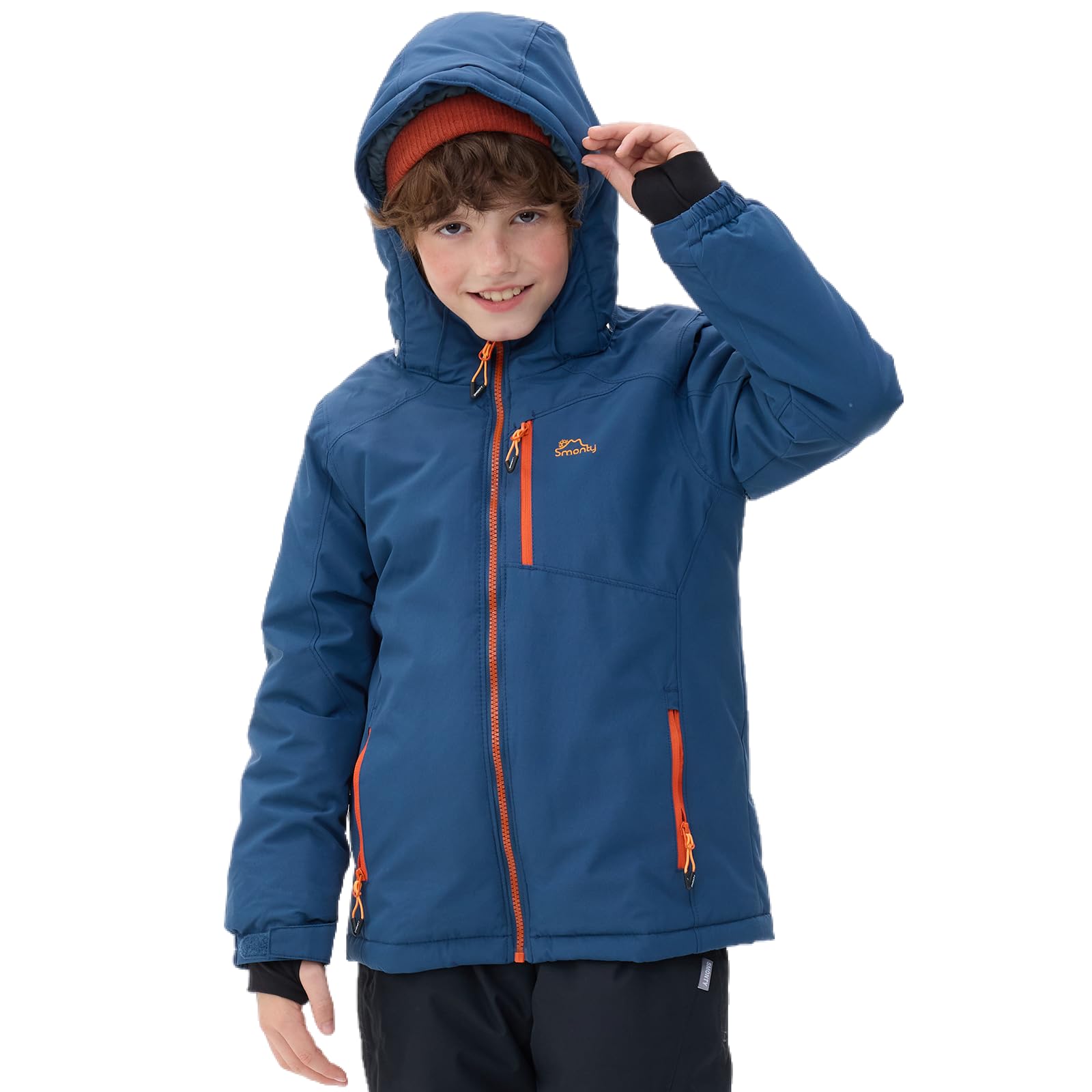 SMONTY SNOWER Giacca da neve per ragazzi con cappuccio rimovibile, giacca da sci, calore extra, cappotto invernale