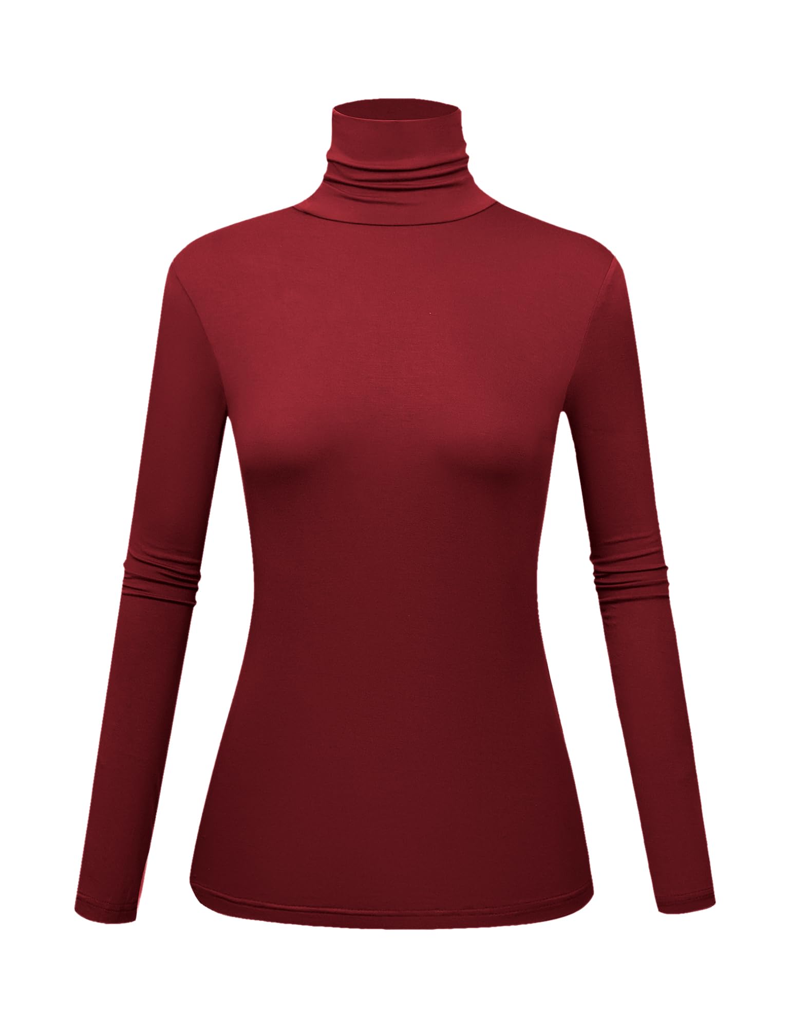Women's Long Sleeve Turtleneck Shirts Slim Fitted Lightweight Base Layer Casual Tops