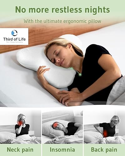 Miniatura 5 de Almohada para dormir lateral ACAMAR Aloe Vera  Soporte de espuma viscoelástica para aliviar el dolor  Funda de almohada para cuidado de la piel y