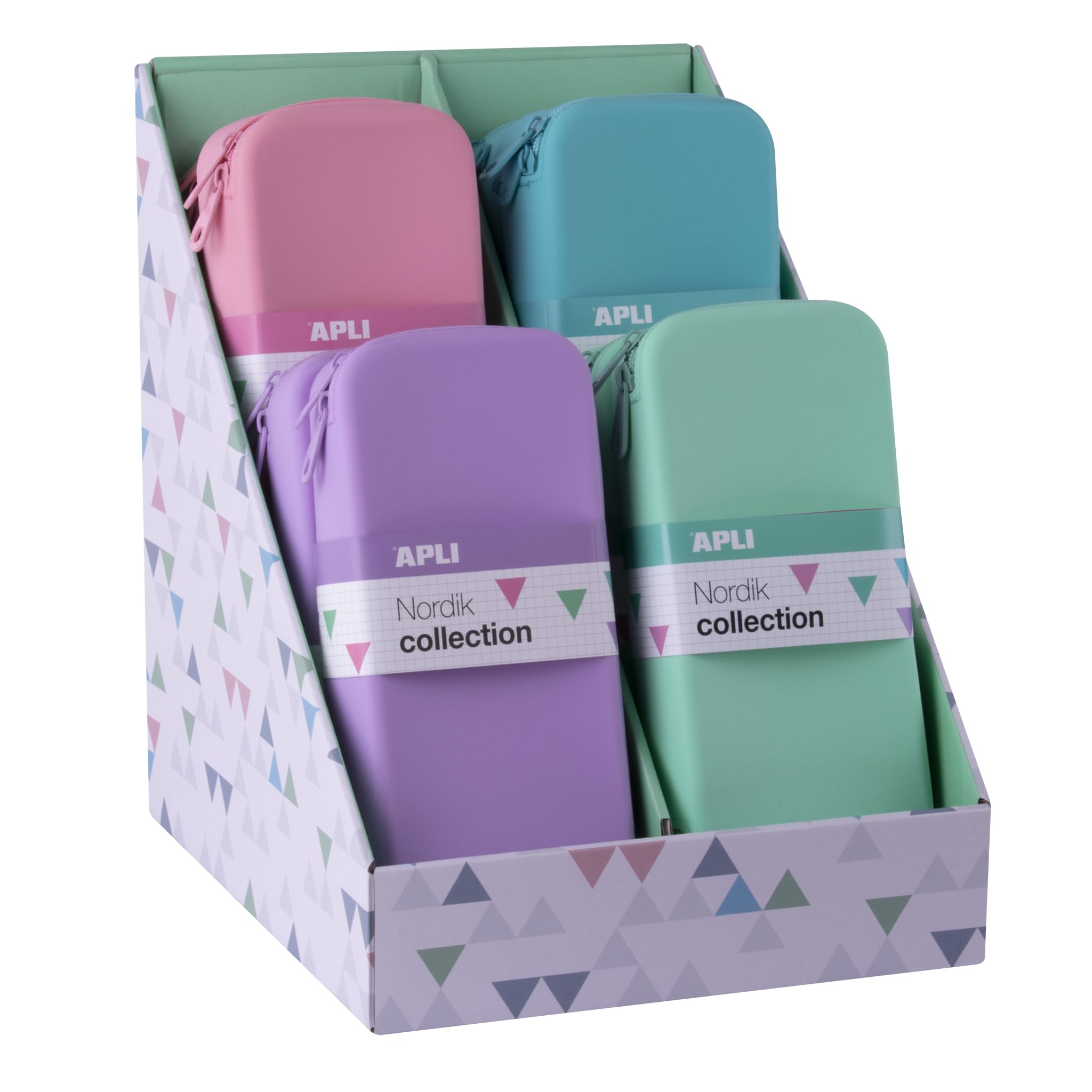 Apli Rosa, Violett, Blau Und Grün 20408 - Displaybox Mit 8 Rechteckigen Xl Silikonetuis In Verschiedenen Farben