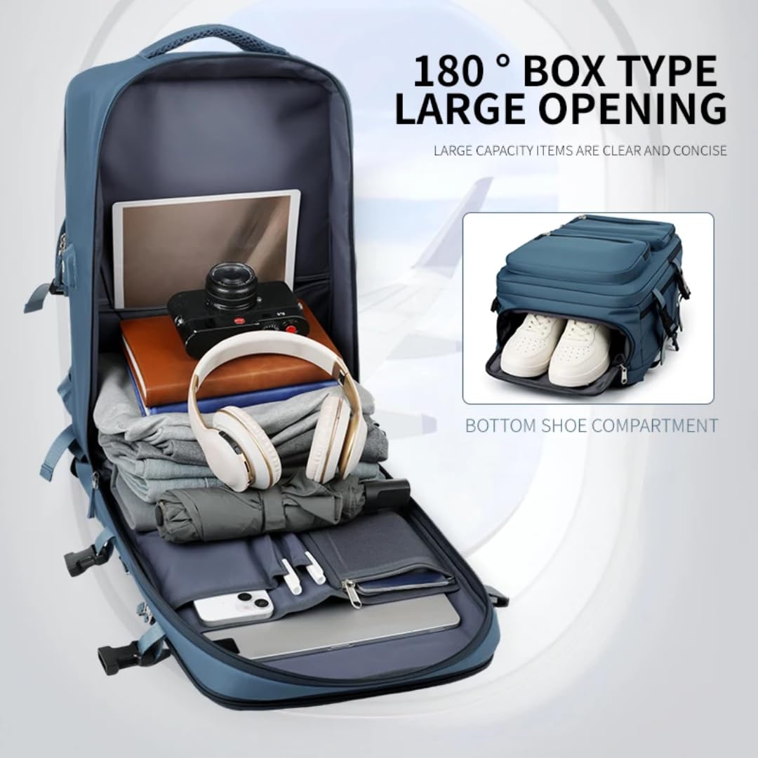 Zaino da viaggio unisex di grande capacità, borsa impermeabile multifunzionale per viaggi all'aperto(nero,15 pollici)