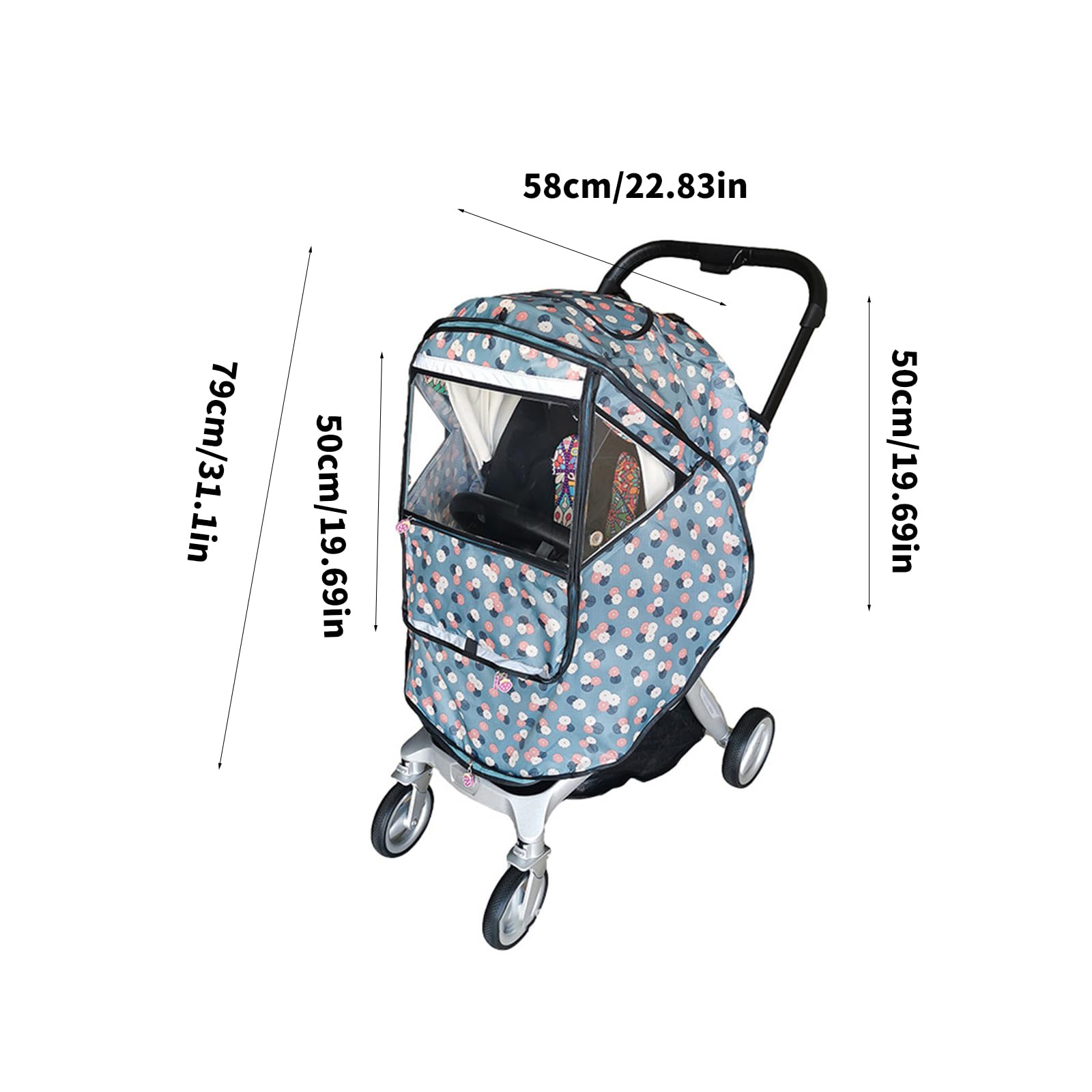 Protector de lluvia para cochecito de bebé con red, a prueba de viento para cochecito, accesorios para cochecito, protección contra la intemperie, protección contra la