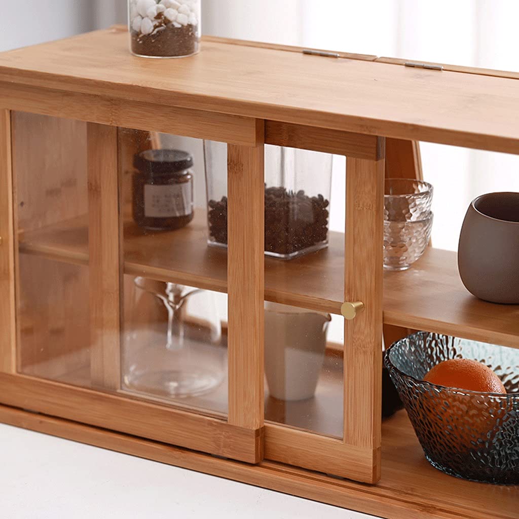 Vitrina para Pasteles y Galletas de 60 cm (23,62 Pulgadas), Estante para Juegos de té de Oficina, Armario de mostrador de 2 Niveles, Mesa Auxiliar para Pan, aparador, Mueble de café con Puertas Corre
