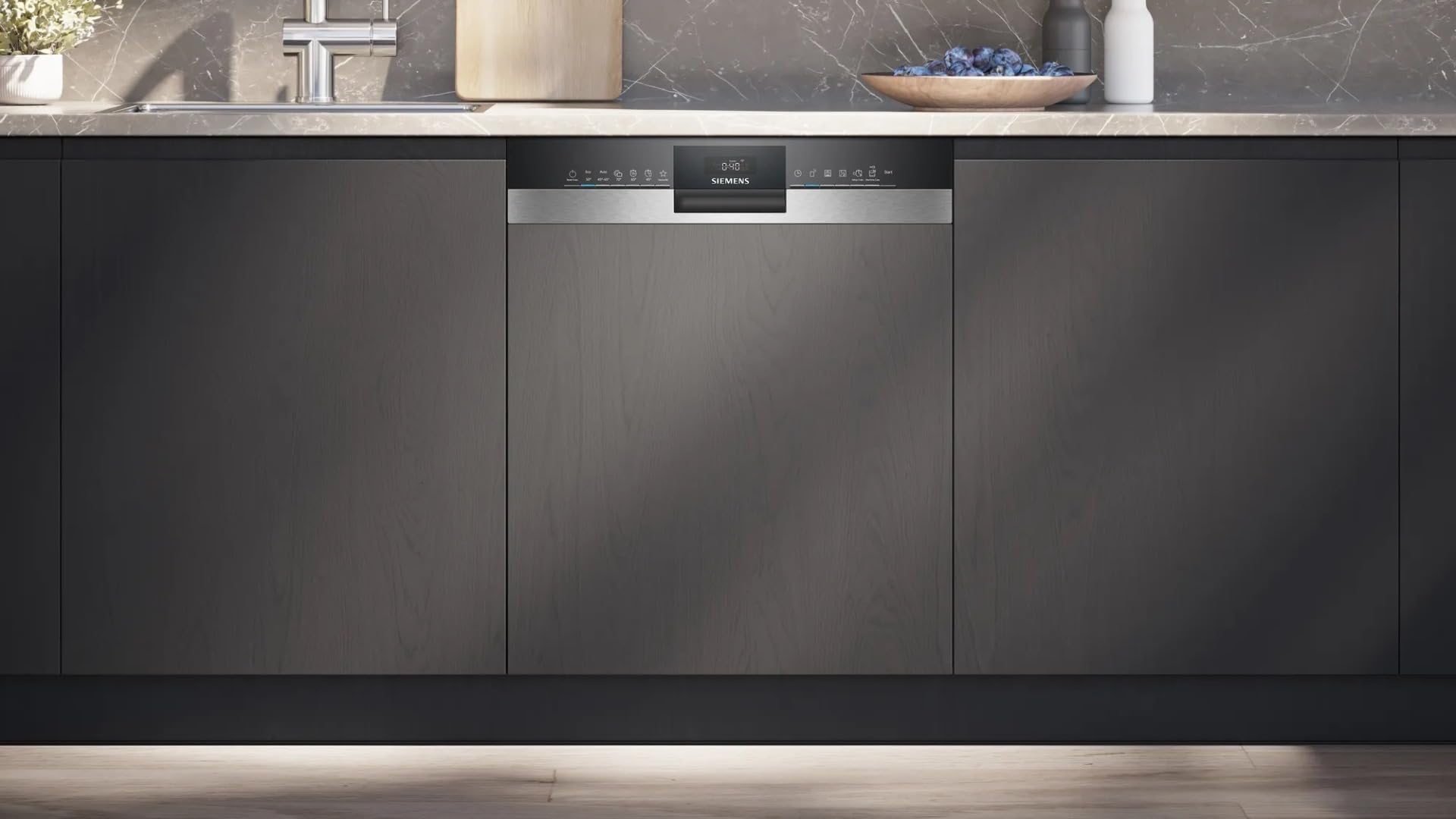 Siemens SN53HS10TE iQ300 - Lavavajillas inteligente parcialmente integrado, 60 cm de ancho, cesta para cubiertos, acero inoxidable, silenciosa con iQdrive, aquaStop, cesta superior regulable en altura