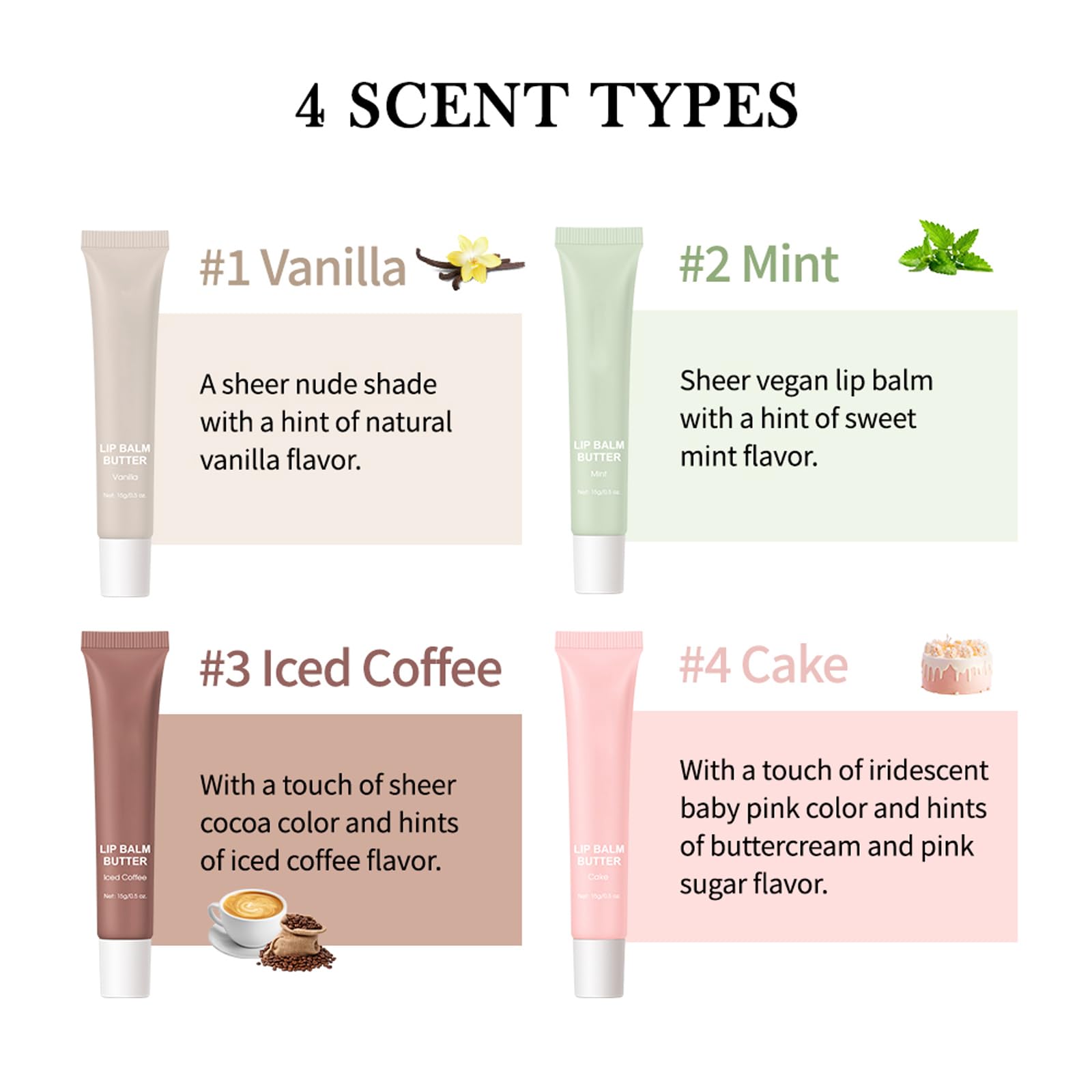 Sitovely 4 Colors Tinted Lip Butter Balm, Hydrating Peptide Lip Tint, Clear Jelly Glossy Lip Gloss - Image 4