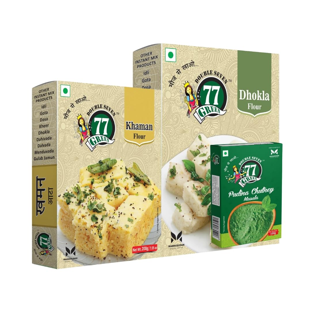 See full amazon price history chart for DOUBLE SEVEN 77 GREEN Instant Mix Combo of Khaman Flour, Dhokla Flour, Pudina Chutney Powder Spices Instant Ready to Cook Easy to Make Soft & Delicious Healthy Snacks Breakfast. (Khaman Flour 200g, Dhokla Flour 200g, Pudina Chutney Powder 100g) DOUBLE SEVEN 77 GREEN Instant Mix Combo of Khaman Flour, Dhokla Flour, Pudina Chutney Powder Spices Instant Ready to Cook Easy to Make Soft & Delicious Healthy Snacks Breakfast. (Khaman Flour 200g, Dhokla Flour 200g, Pudina Chutney Powder 100g) (B0DGGY7PB6) Amazon Price History, Amazon Price Tracker
