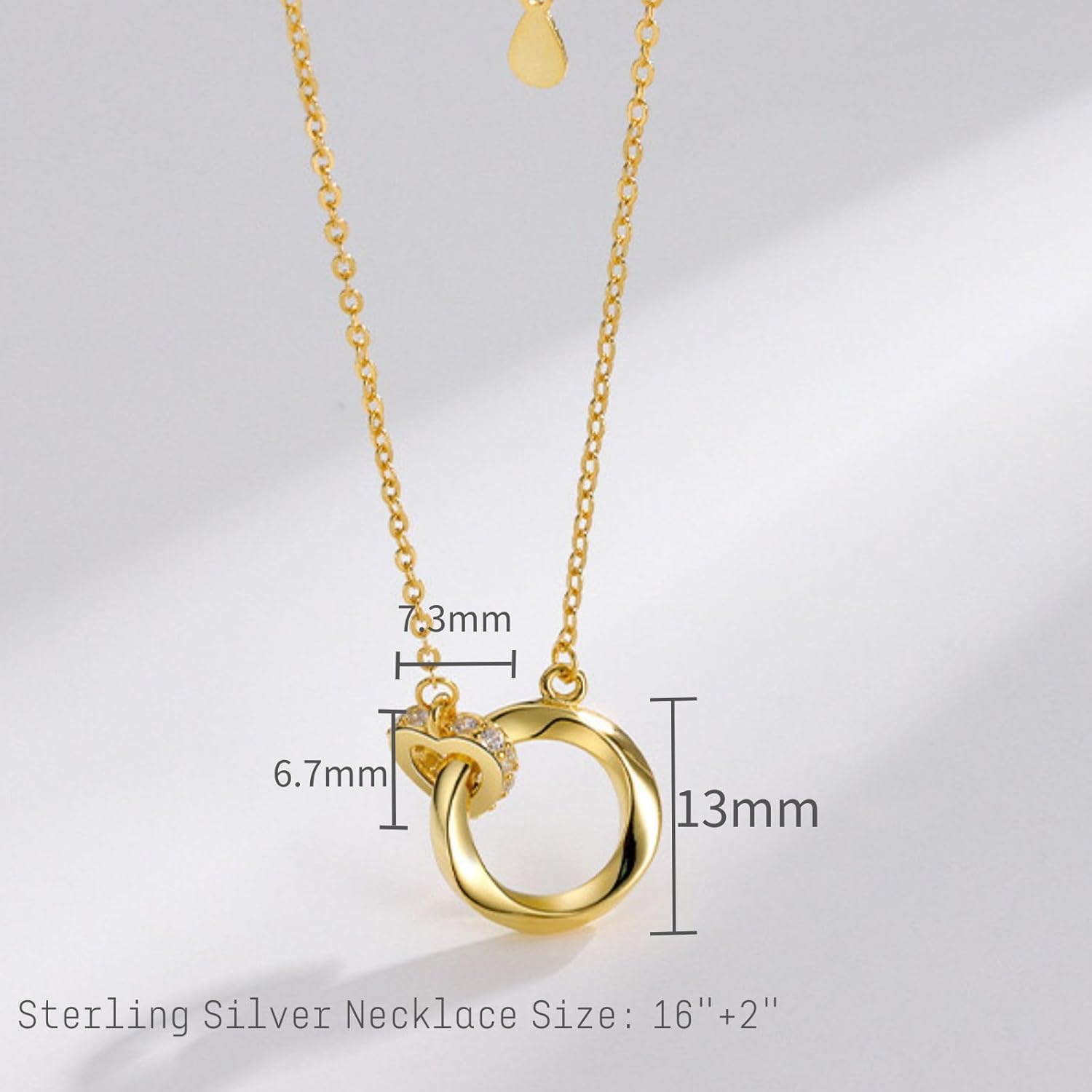 S925 Sterling Silver Necklace for Women-Möbius Strip Eternal Love Chain necklaces,Gold,White Gold Exquisite Circle Necklace,Gift for Girlfriends,lovers,Friends,for Christmas,Valentine's Day,Birthday