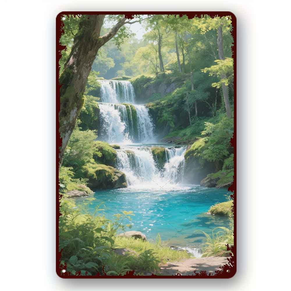 peiyeety Funny Retro Tin Sign Dunn's River Falls in Jamaica Home Bathroom Club Bar Tin Sign Housewarming Gift8x12 Inch