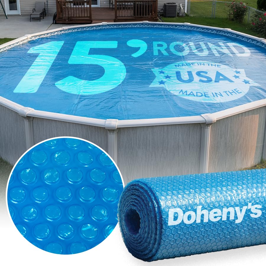 Dohenys Clear-Tek Micro Bubble Solar Pool Cover for Above Ground Swimming Pools | Increase Solar Energy Absorption Retain Heat Reduce Evaporation Reduce Heat Loss & Save 15 ft Round Blue 1600