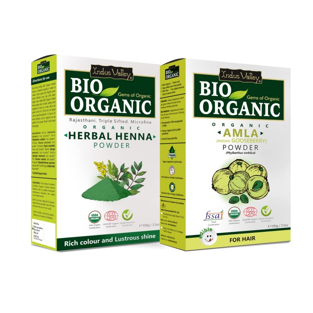 INDUS VALLEY Amla Powder | Phyllanthus emblica With Organic Herbal Henna Powder - 100% Organic, Pure And Natural For Hair Care And Skin Care (100g*2=200g)-image-24