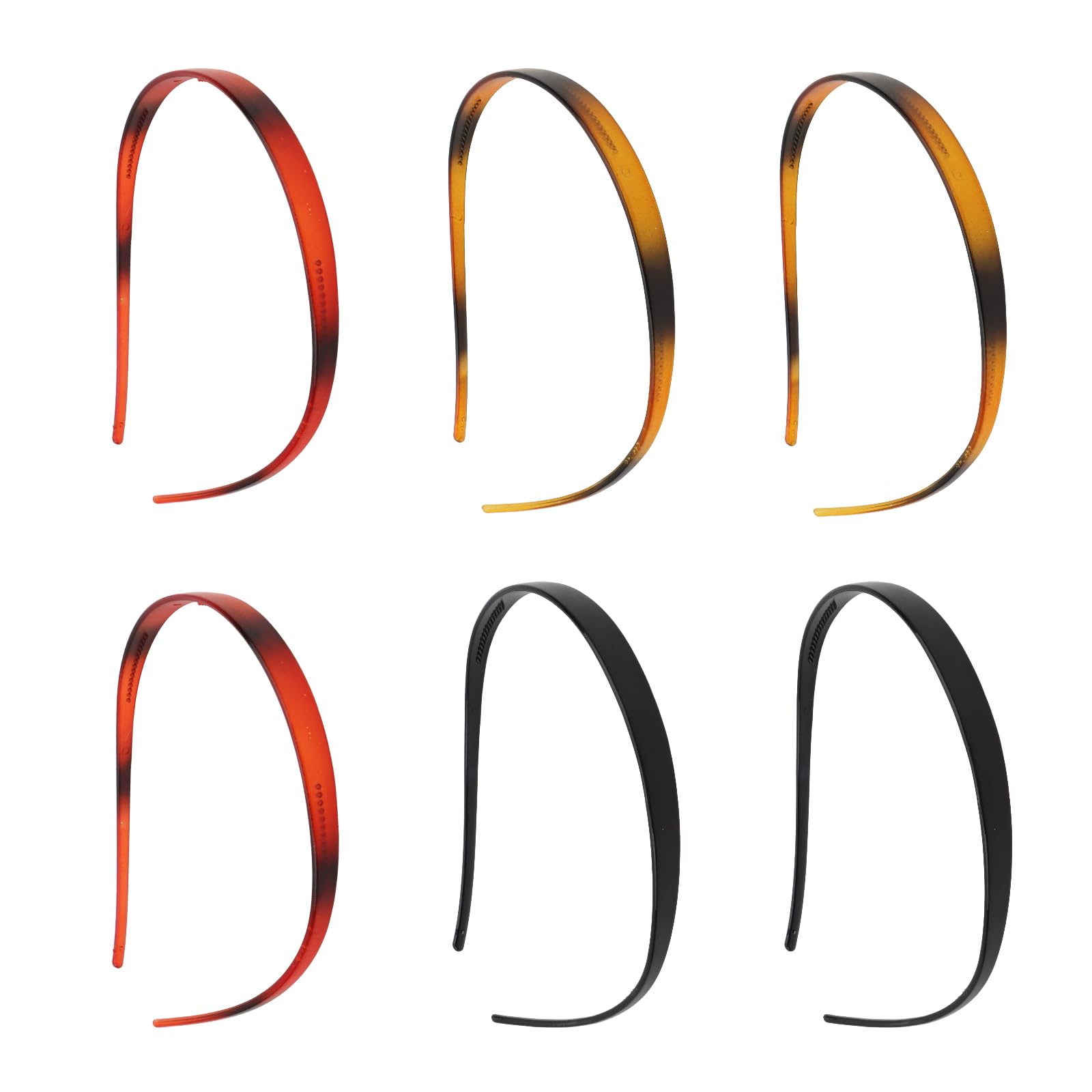 AMCAMI 6Pcs Plastic Headbands for Glasses Wearers No Pressure Sunglasses Headband for Women Non Slip Comfortable Thin Headband with Teeth