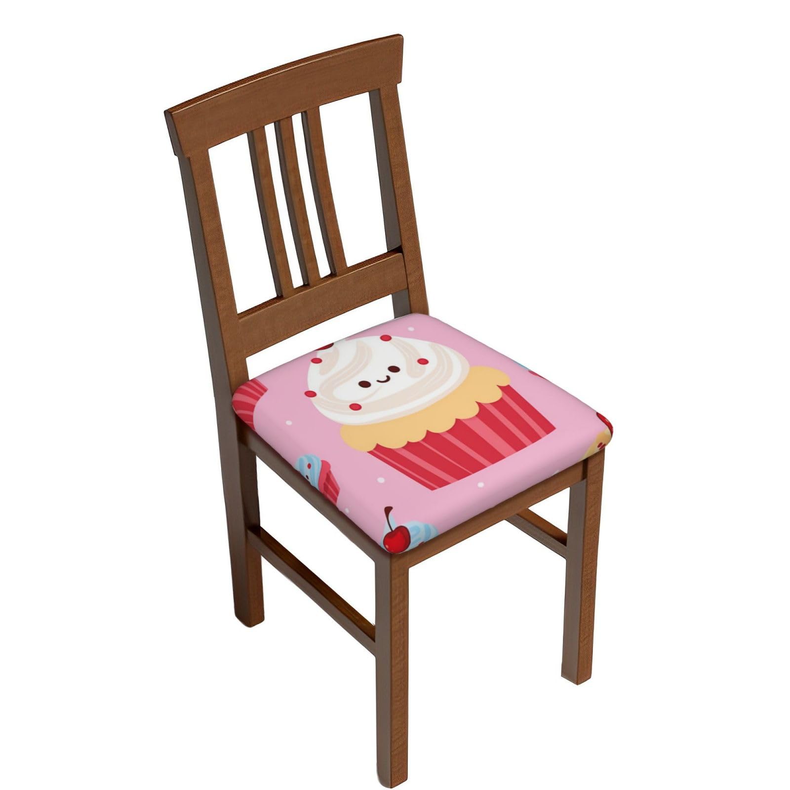 Fodpand Six Piece Cute Cupcake Square Stool Covers Stretch Removable Square Bar Stool Seat Covers Washable Dustproof Stool Cushion Slipcover Soft Milk Silk Bar Chair Covers With Band