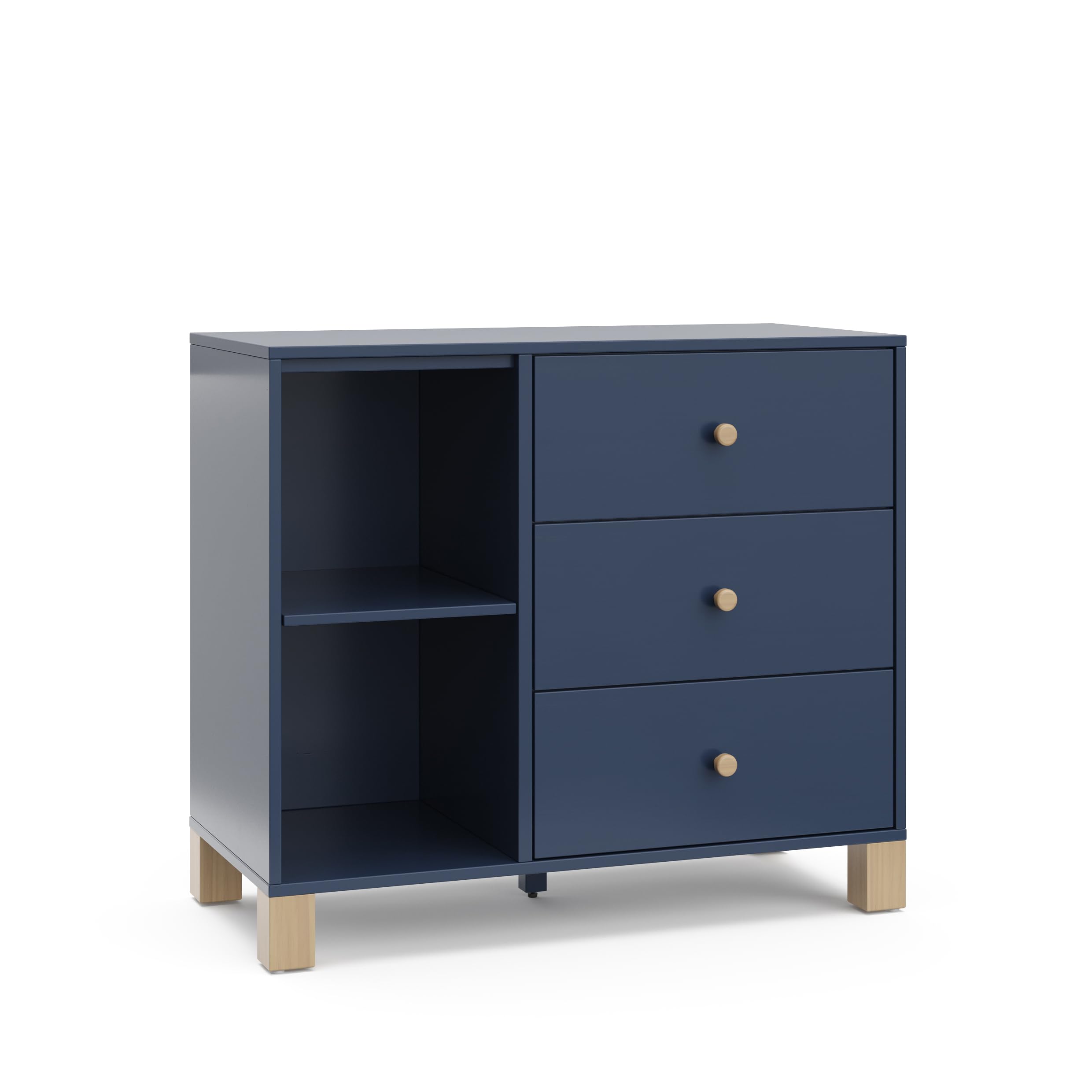 Storkcraft California 3 Drawer Combo Dresser, Midnight Blue with Driftwood