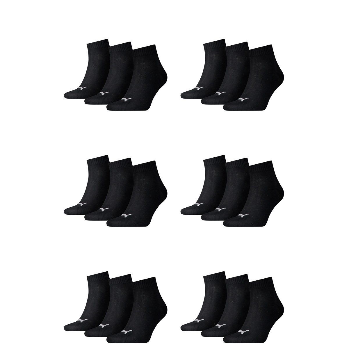 PUMA 18 Paar Unisex Quarter Socken Sneaker Gr. 35-49 für Damen Herren Füßlinge