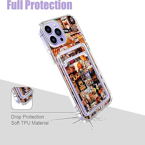 Miniatura 5 de Funda estética para iPhone 14 Pro Max con tarjetero, diseño de calabaza retro, diseño moderno y moderno, funda de regalo de TPU suave para iPhone 14
