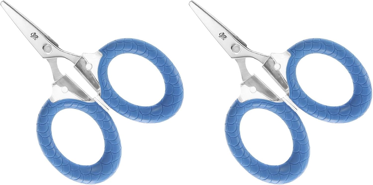 CUDA 3" Micro Scissors Durable Fishing Braid, Mono & Fluorocarbon Cutter for Saltwater & Freshwater with Dual Serrated Blades & Oversized Non-Slip Comfort Bows
