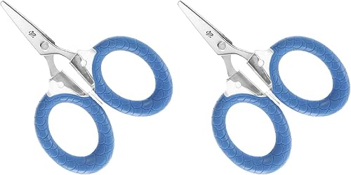 Cuda Tijeras de pesca micro de titanio de 3 pulgadas para línea mono, fluorocarbono y trenzada con bordes dentados dobles (18826), azul (paquete de