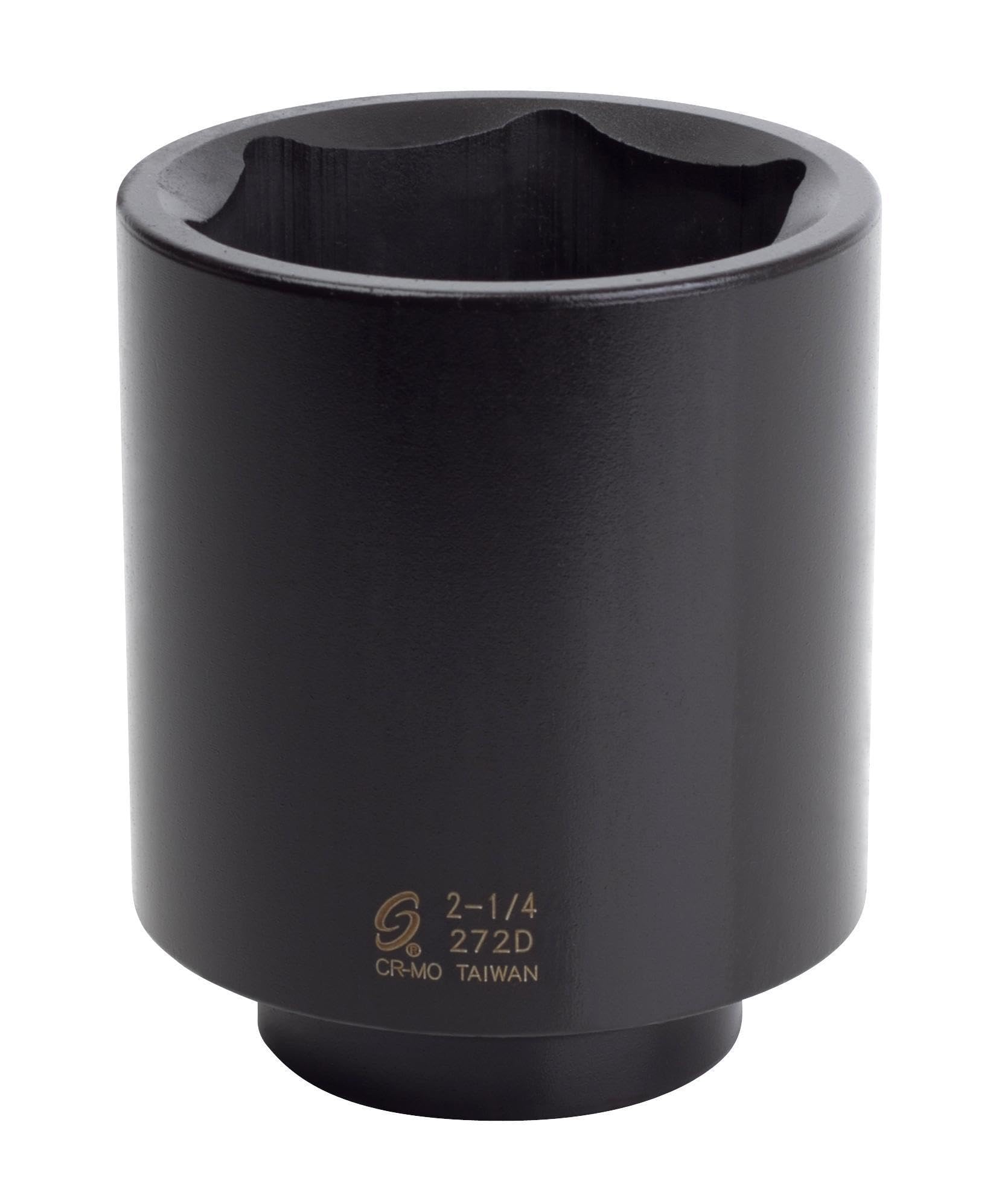 SUNEX Tools 1/2 in. Drive 2-1/4 in. 6-Point Deep Impact Socket, CR-MO Steel, Model 272D