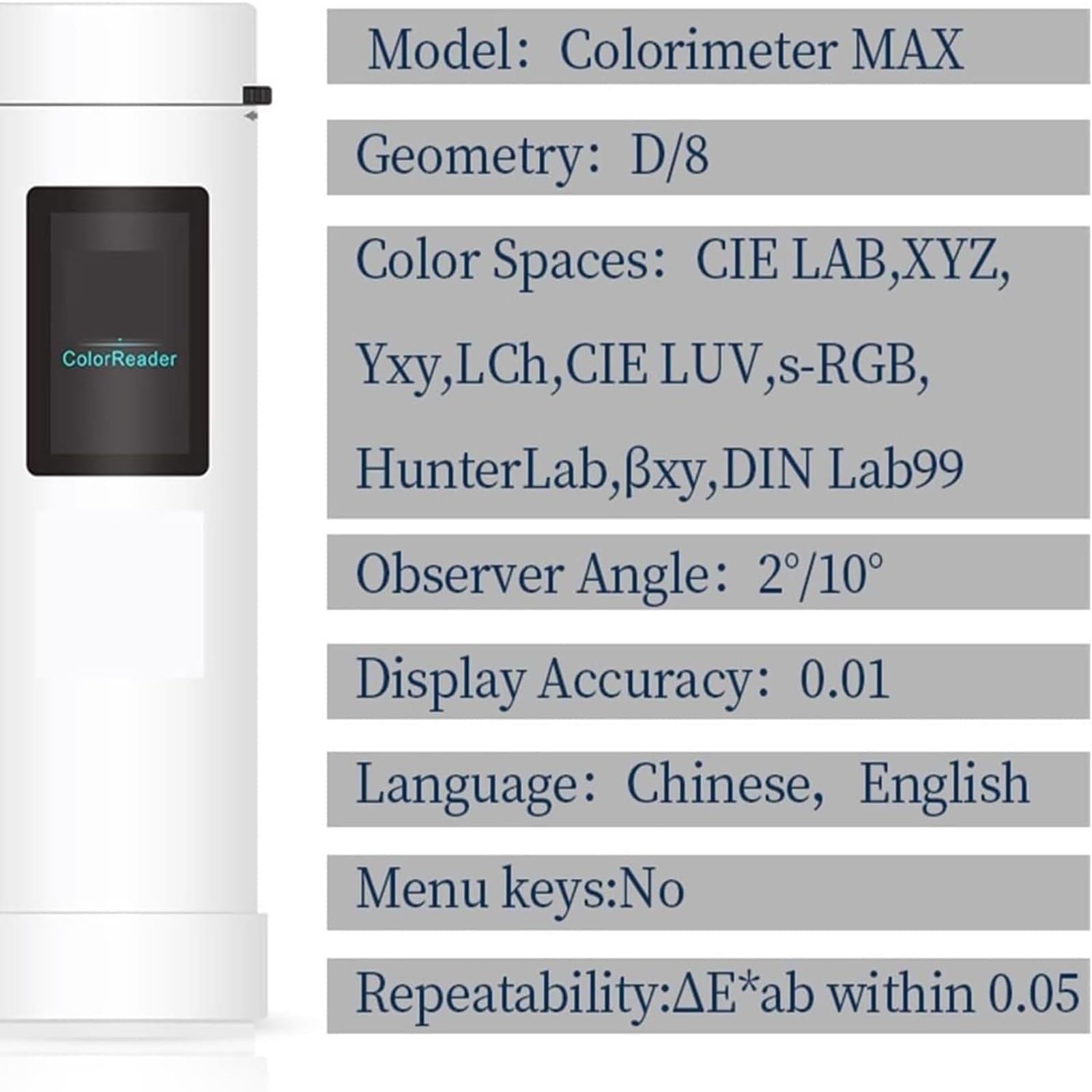 Espectrofotómetro portátil de mano, colorímetro digital para una medición precisa del color, ideal para aplicaciones textiles, pintura, plástico y películas
