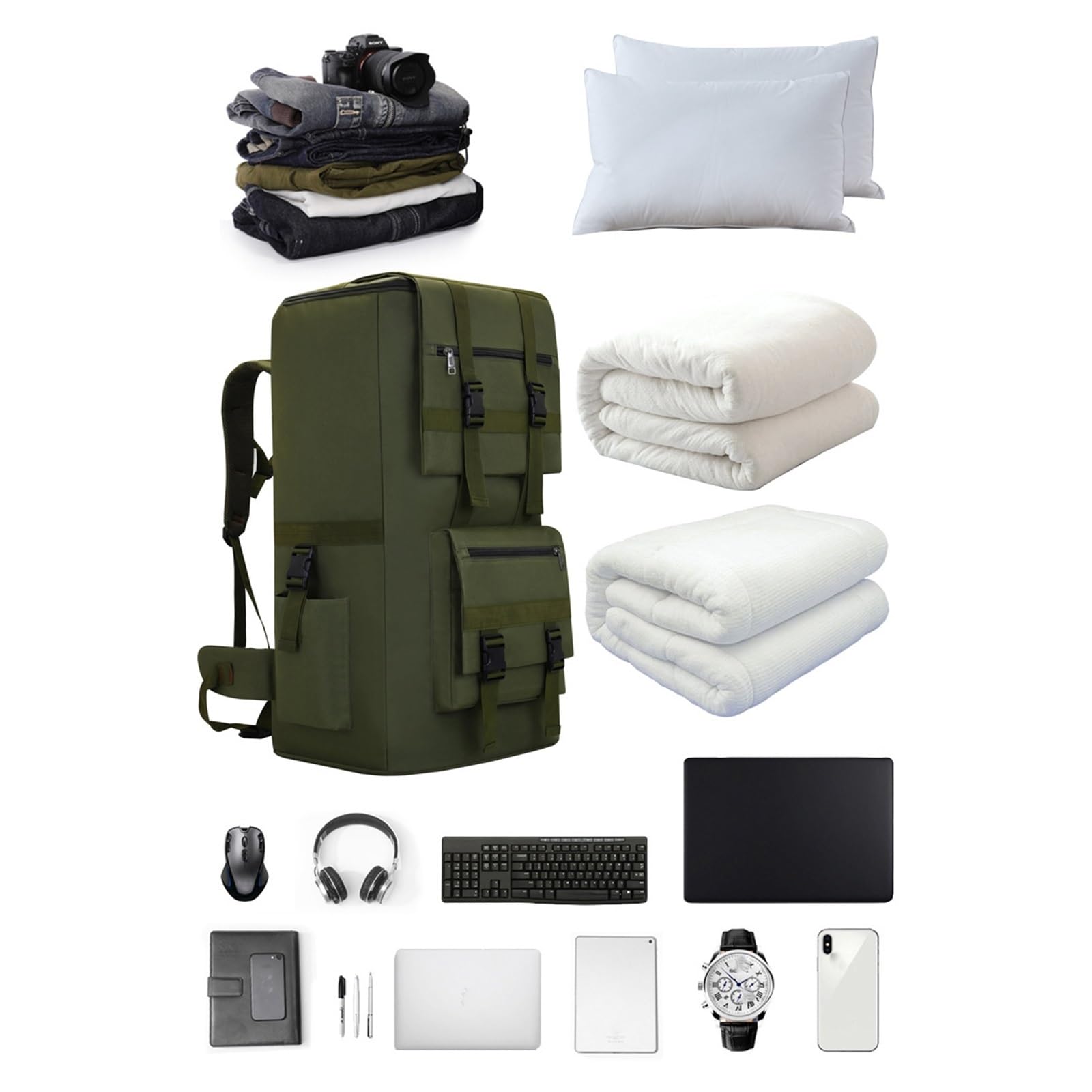 Casual 120l Military Large Military Tactical Oddychający Wodoodporny Plecak, Tactical Assault Hiking Sports Bug Out Bag, Do Wędrówek, Biwakowania, Trekkingu, Polowania Sportu, Pracy(Khaki)