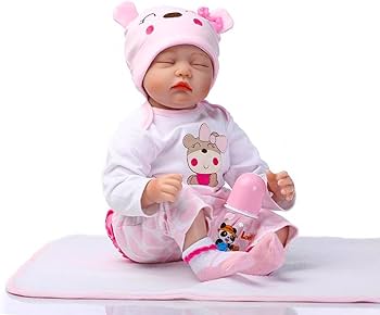 HEHUZY Reborn dolls 22Inch Handmade Realistic Baby Dolls Soft Cloth Body with Toy Accessories Lifelike Newborn Girl DollBaby Sleeping baby Amazon Toys Games