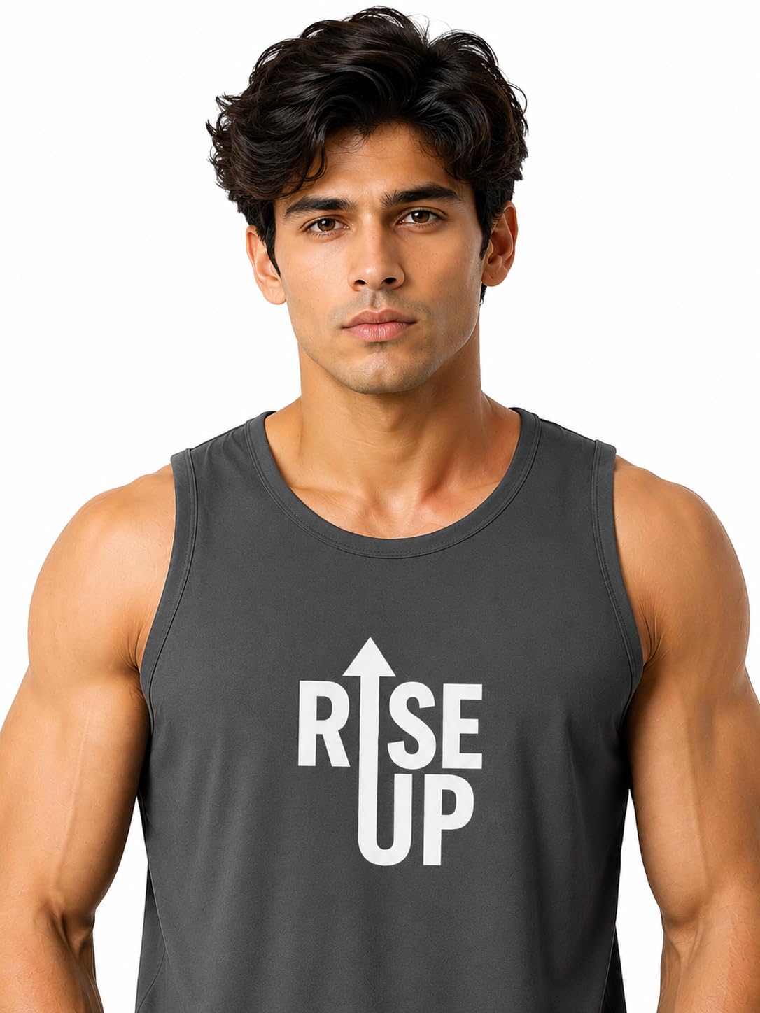 Men's Rise Up Printed Sleeveless Gym Vest | Round Neck Workout Tank Top for Gym, Fitness & Training-picture-53