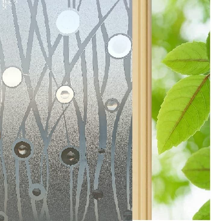Image of SUNBIRD Window Film Privacy Colorful Window Sticker, Decorative Window Vinyl, Adhesive Home UV Blocking, Heat Insulation Static Cling for Bathroom Office (24 X 120 INCHES, Vine BEL Frosted)