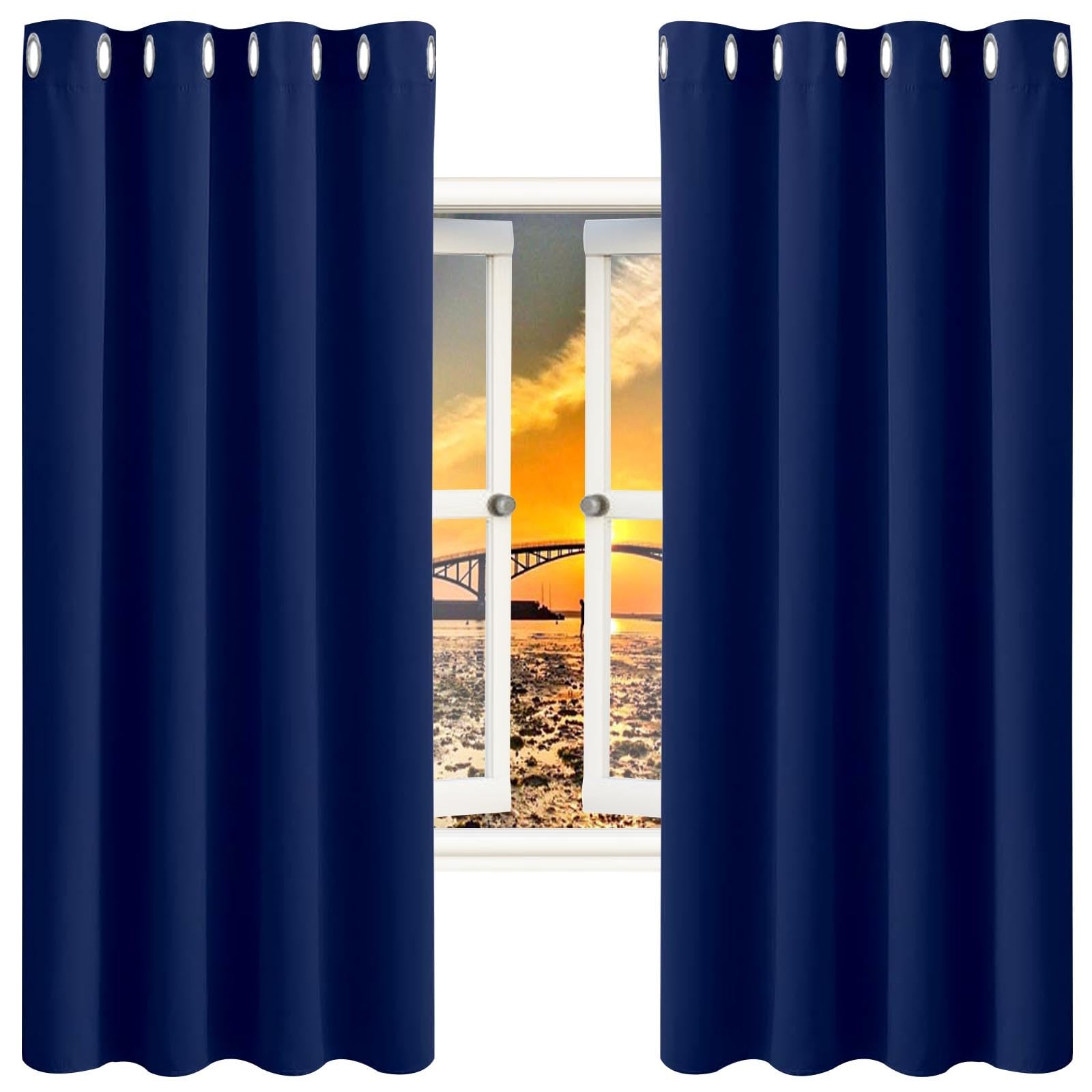 GAIFNAG Blackout Pencil Pleat Curtains 120 x 60 cm Thermal Insulated & Noise Reducing, Facile da Installare Snow White Sheer Curtains for Apartment/Hotel Dorm, Navy Blue