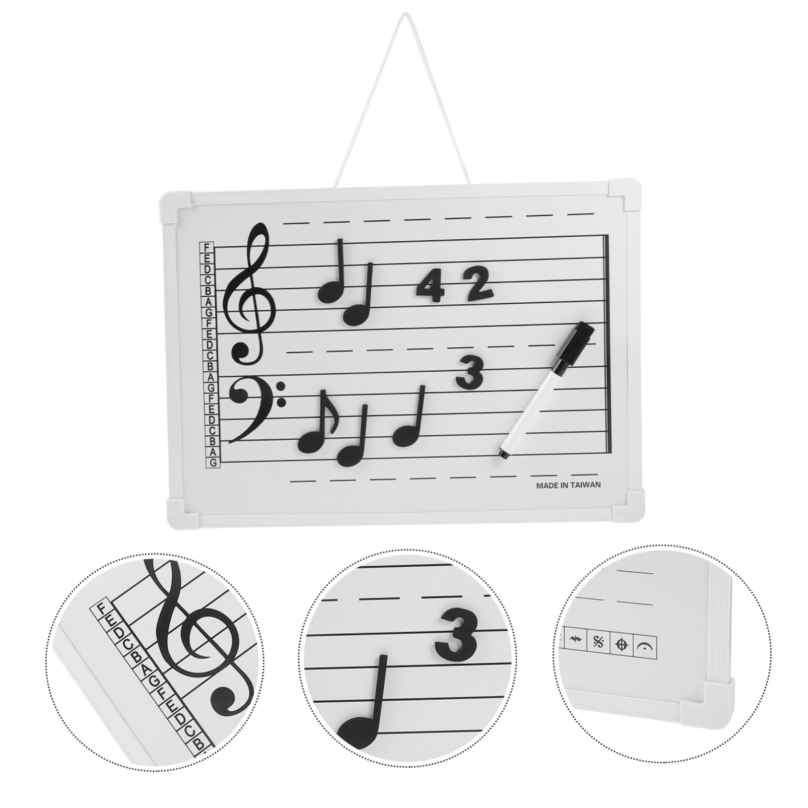 PLAFOPE Abwischbares Whiteboard aus Kunststoff mit Magnetischen Notenaufklebern Leichte Lerntafel für Schule und Zuhause für Anfänger zum Musikunterricht