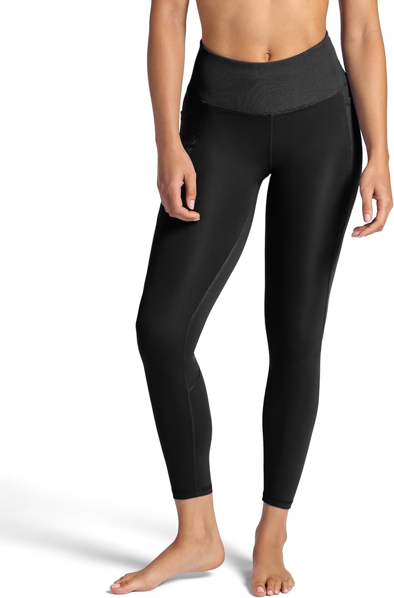 Gaiam Women's Rib Mix High-Rise 7/8 Legging, Slim Fit, 25” Inseam, Stretch Midweight Performance Material
