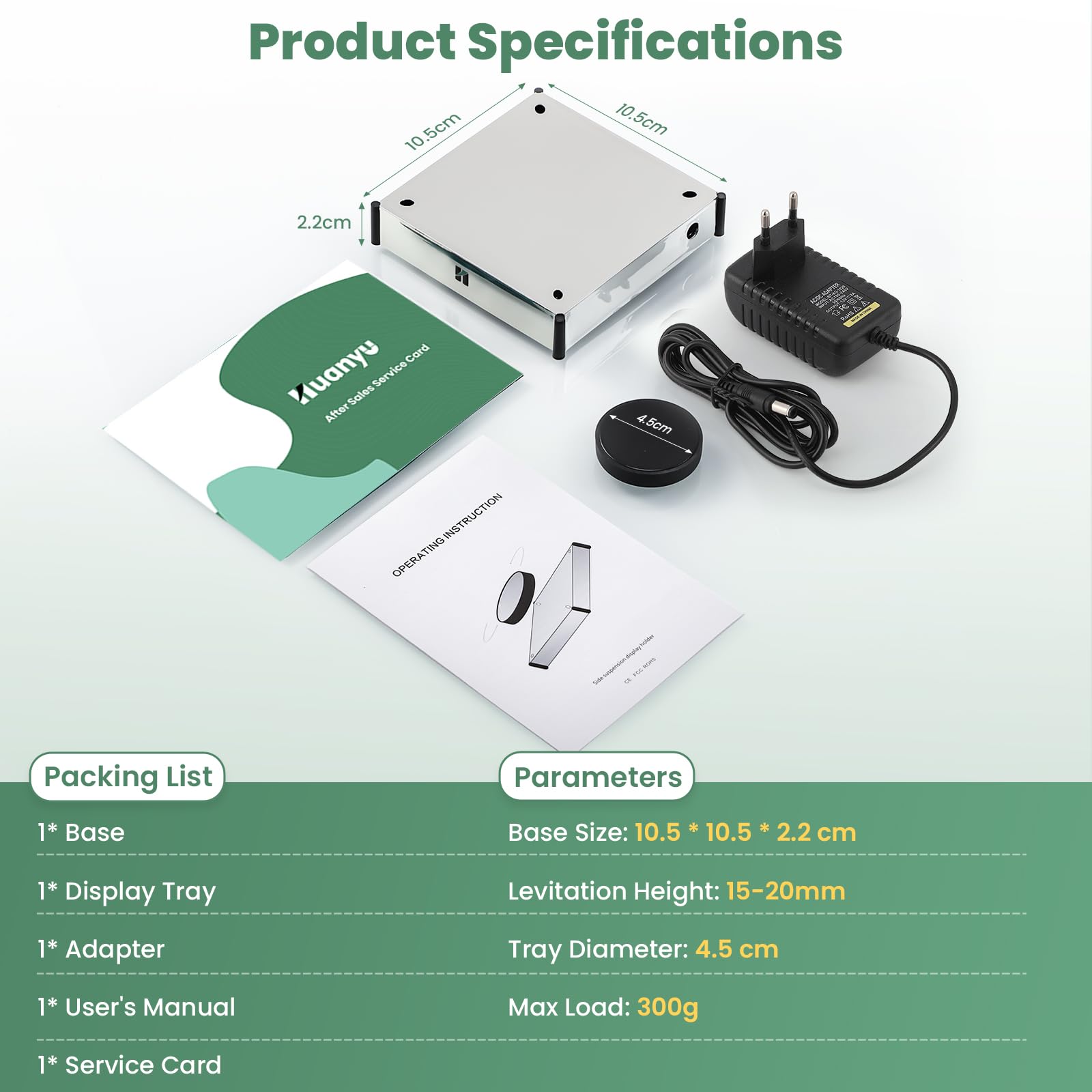 Nihcora Support De Présentation 360° En Lévitation Magnétique - Présentoir Flottant Élégant Avec Prise EU