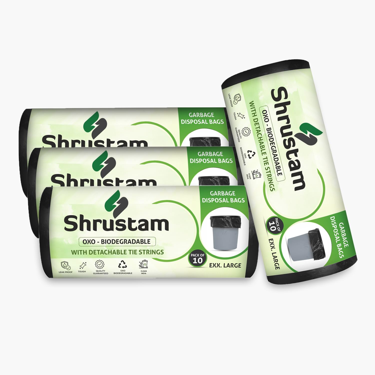Shrustam Black Garbage Bags For Dustbin, 30X50 Inches (XXL),10 Piece Per Roll (Pack of 4) 40 pcs, and Dustbin Covers for Daily Wet and Dry Wastea (B0D9RXZBQ1) Amazon Price History, Amazon Price Tracker