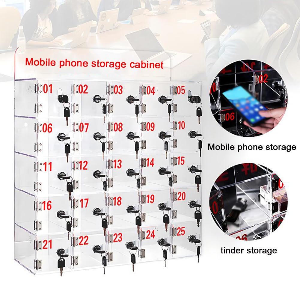 SDdPulse Armadietto per cellulare in acrilico trasparente, con serratura e chiavi, per scuola, ufficio, fabbrica e aula, durevole, sicuro, 415 x 185 x 415 mm, Perfec, trasparente, 950 x 180 x 630 mm