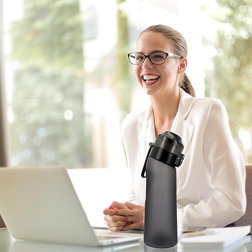 Miniatura 6 de Botella de agua deportiva mejorada sin BPA, juego de botellas de agua con fragancia de fruta de 22.0 fl oz, con 7 cápsulas de sabor %0 tazas de agua