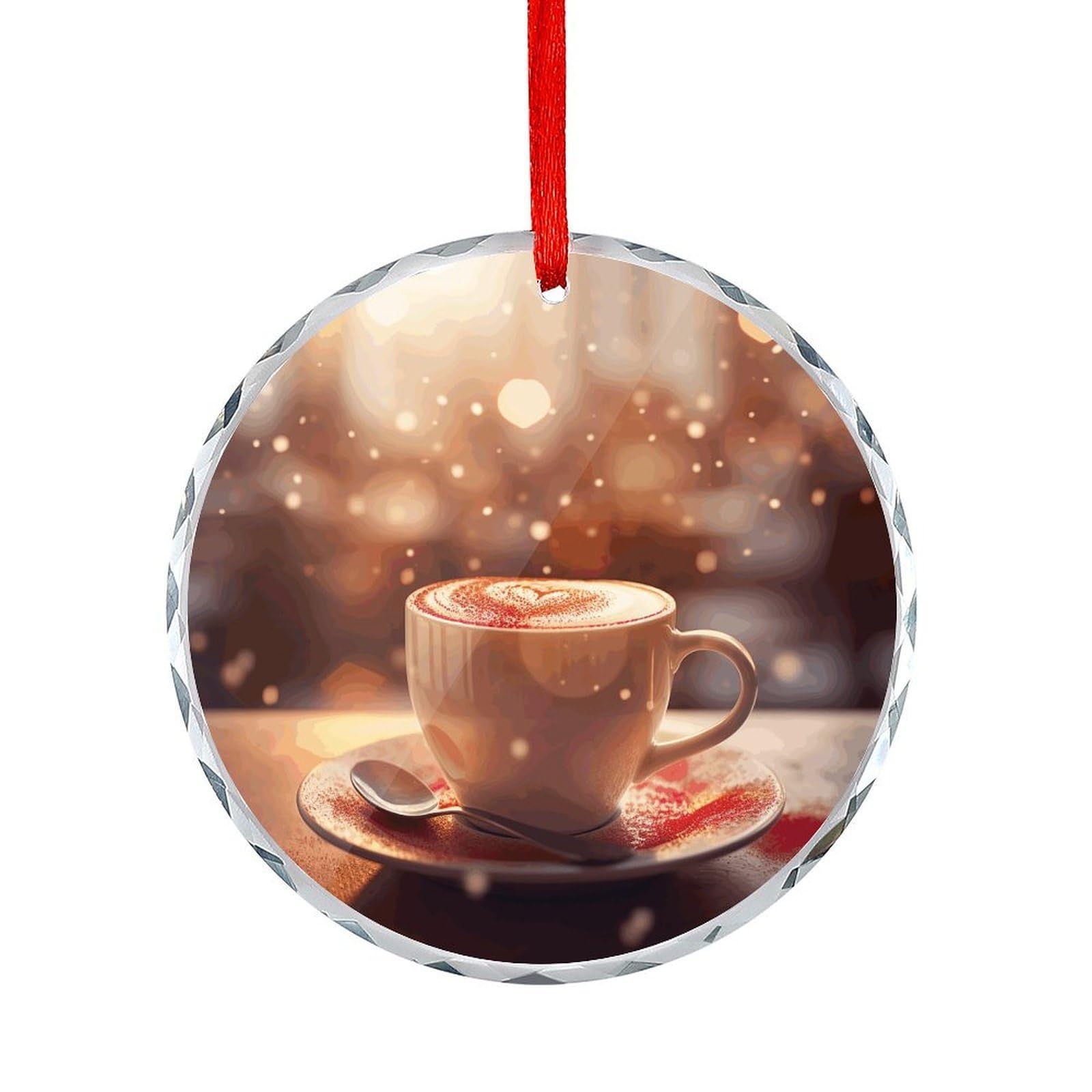 Btcowzrv Style Hearts Drawn On Coffee Round Ornament Hanging Pendant Decor