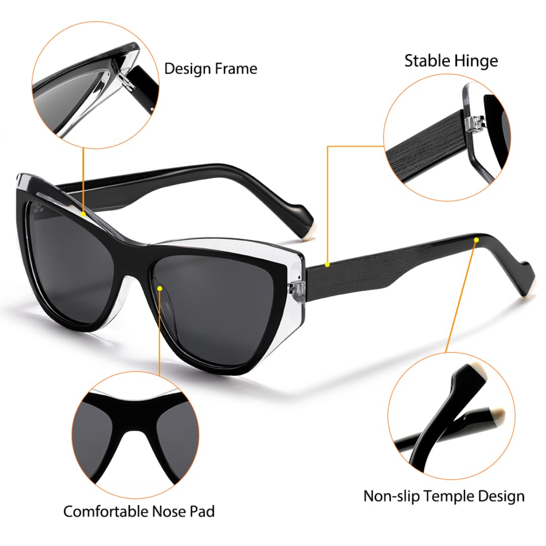 Occhiali da sole da donna in acetato con montatura a occhi di gatto, occhiali da sole da uomo alla moda e di lusso per la guida con protezione UV400.