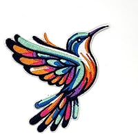 Cute Hummingbird Embroidered Patch 3.5" Iron-On/Sew-On Applique for Clothes, Jeans, Hats, Backpacks & Hole Repairs