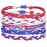 Mintolex 4th of July Bracelets Red White Blue US Flag Patriotic Independence Day Bracelets American Flag Star Heart Bracelet Memorial Braided String Bracelet for Americanism Patriotic Fundraiser Awareness Holiday Beach Trip Jewelry Gift for Men Women 5 Pack