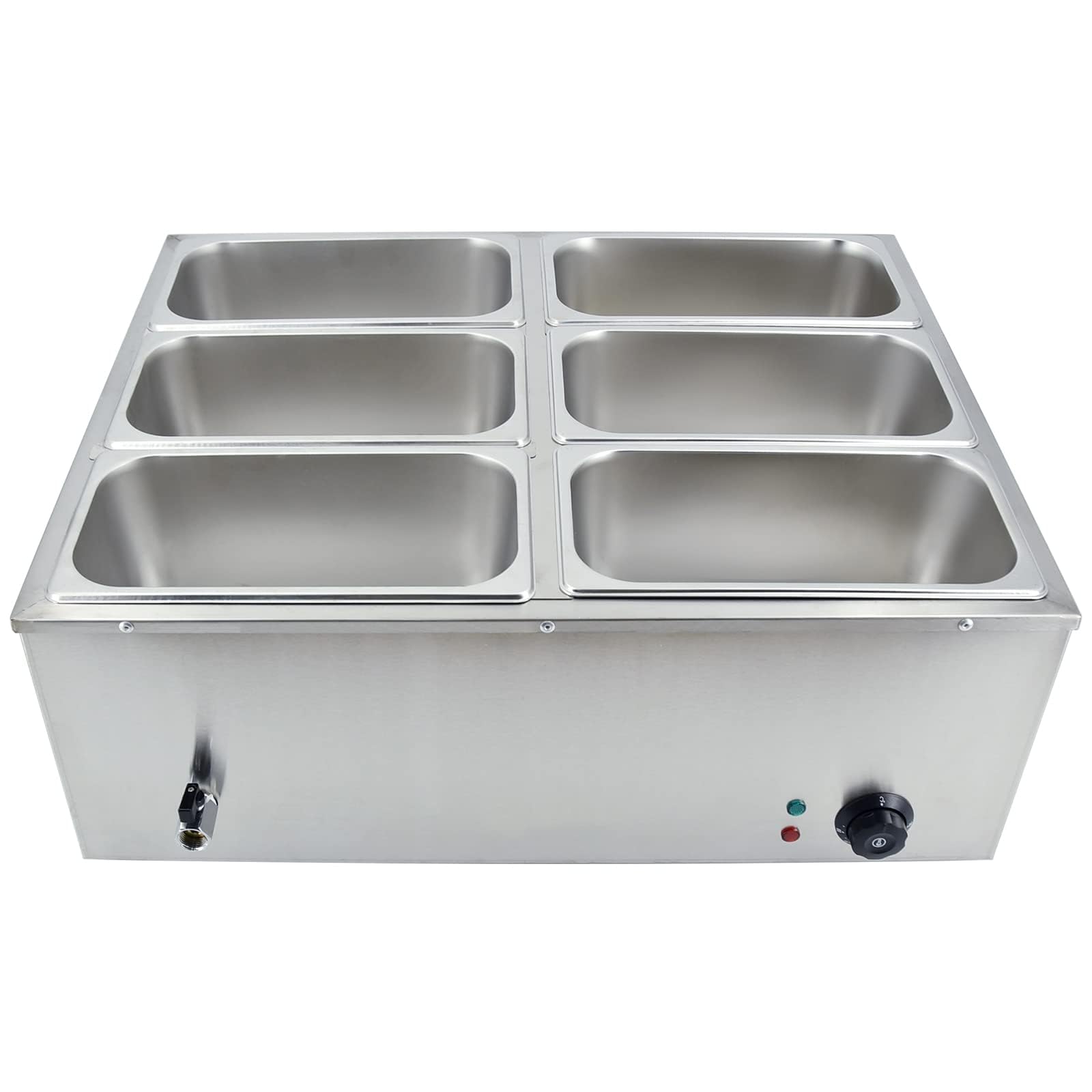 TAIMIKO Scaldavivande Professionale bagnomaria Elettrico per Buffet in Acciaio Inossidabile con 6 vassoi (GN1/2 x 6)