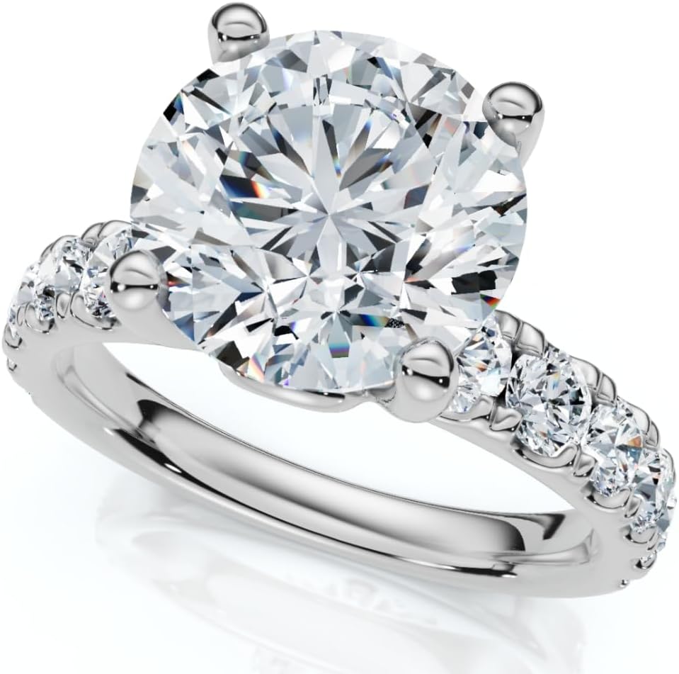 P3 POMPEII3 Pompeii Certified 4Ct TW Diamond Pave Engagement Ring in 14k Gold Lab Grown (G/H,VS1-VS2)