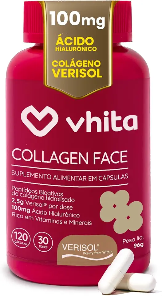 Vhita Colágeno Hidrolisado Verisol Com Ácido Hialuronico 120 Cápsulas