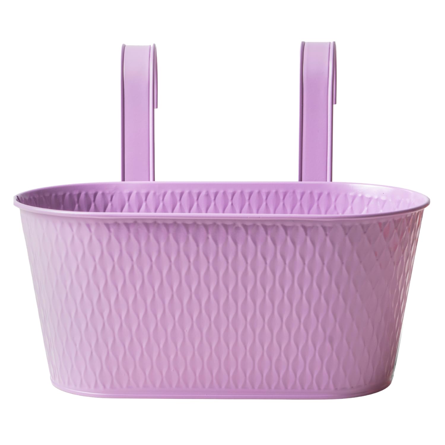 FabFinds Over Fence Diamond Planter 26.5cm Metal Balcony Railing Plant Pot For Garden Fence Patio Outdoor Flower Displays Assorted Packs (1, Lavender)